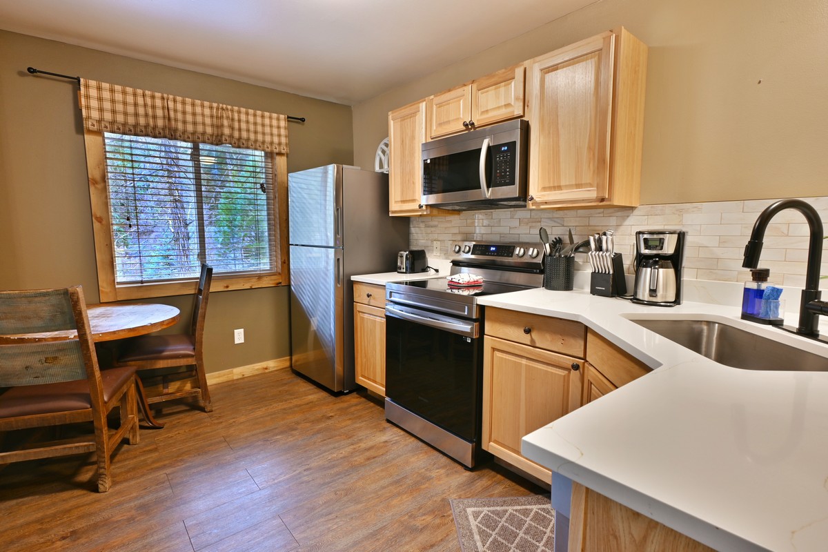 Fully-equipped kitchen in an Estes Park condo.